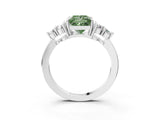 White gold Fancy Green Princess Cut Brilliant Diamond Cluster Accent Solitaire Ring with Prong Setting_27