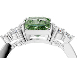 White gold Fancy Green Princess Cut Brilliant Diamond Cluster Accent Solitaire Ring with Prong Setting_28
