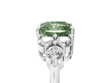 White gold Fancy Green Princess Cut Brilliant Diamond Cluster Accent Solitaire Ring with Prong Setting_29