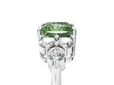 White gold Fancy Green Princess Cut Brilliant Diamond Cluster Accent Solitaire Ring with Prong Setting_5