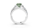 White gold Fancy Green Princess Cut Brilliant Diamond Pavé Band with Six-Prong Setting_15