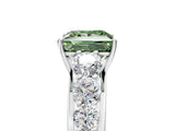 White gold Fancy Green Princess Cut Brilliant Diamond Pavé Band with Six-Prong Setting_17