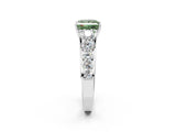 White gold Fancy Green Princess Cut Brilliant Diamond Pavé Band with Six-Prong Setting_2