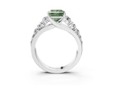 White gold Fancy Green Princess Cut Brilliant Diamond Pavé Band with Six-Prong Setting_3