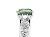 White gold Fancy Green Princess Cut Brilliant Diamond Pavé Band with Six-Prong Setting_5