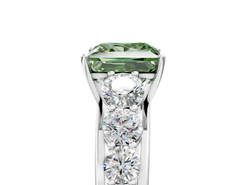 White gold Fancy Green Princess Cut Brilliant Diamond Pavé Band with Six-Prong Setting_5