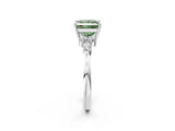 White gold Fancy Green Princess Cut Brilliant Diamond Solitaire Ring with Pear Side Stones and Four-Prong Setting_8
