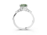 White gold Fancy Green Princess Cut Brilliant Diamond Solitaire Ring with Pear Side Stones and Four-Prong Setting_9