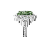 White gold Fancy Green Princess Cut Brilliant Diamond with Cluster Setting on a Beaded Band and Four-Prong Setting_23
