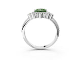 White gold Fancy Green Princess Cut Brilliant Diamond with Cluster Setting on a Beaded Band and Four-Prong Setting_3