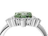 White gold Fancy Green Princess Cut Brilliant Diamond with Cluster Setting on a Beaded Band and Four-Prong Setting_4