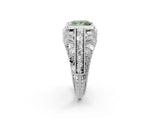 White gold Fancy Green Princess Cut Brilliant Milgrain Filigree Diamond Ring with Square Prong Setting_14