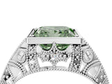 White gold Fancy Green Princess Cut Brilliant Milgrain Filigree Diamond Ring with Square Prong Setting_16