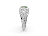 White gold Fancy Green Princess Cut Brilliant Milgrain Filigree Diamond Ring with Square Prong Setting_2