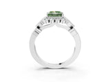 White gold Fancy Green Princess Cut Brilliant Milgrain Pave Heart Band Solitaire Ring_3