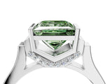 White gold Fancy Green Princess Cut Brilliant Solitaire Diamond Ring with Channel Set Band and Bar Prong Setting_4