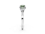 White gold Fancy Green Princess Cut Brilliant Three-Stone Diamond Ring with Pavé Band and Four-Prong Setting_17
