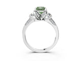 White gold Fancy Green Princess Cut Brilliant Three-Stone Diamond Ring with Pavé Band and Four-Prong Setting_18