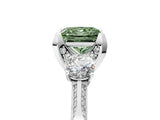 White gold Fancy Green Princess Cut Brilliant Three-Stone Diamond Ring with Pavé Band and Four-Prong Setting_20
