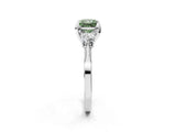 White gold Fancy Green Princess Cut Brilliant Three-Stone Diamond Ring with Pavé Band and Four-Prong Setting_23