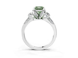 White gold Fancy Green Princess Cut Brilliant Three-Stone Diamond Ring with Pavé Band and Four-Prong Setting_24