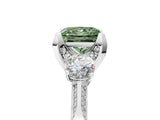 White gold Fancy Green Princess Cut Brilliant Three-Stone Diamond Ring with Pavé Band and Four-Prong Setting_26