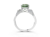 White gold Fancy Green Princess Cut Brilliant Three-Stone Pave Band with Four-Prong Setting_3