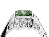 White gold Fancy Green Princess  Cut Cathedral Pave Diamond Engagement Ring with Six-Prong Setting_36