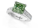 White gold Fancy Green Princess  Cut Channel Set Solitaire Engagement Ring with Prong Setting_1