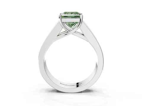 White gold Fancy Green Princess Cut Cut Channel Set Solitaire Ring with Four-Prong Setting_15
