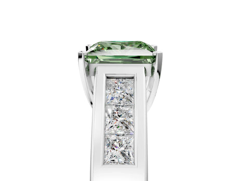 White gold Fancy Green Princess Cut Cut Channel Set Solitaire Ring with Four-Prong Setting_17