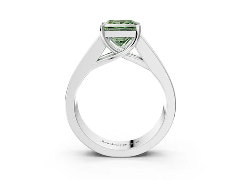 White gold Fancy Green Princess Cut Cut Channel Set Solitaire Ring with Four-Prong Setting_3