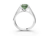 White gold Fancy Green Princess Cut Cut Diamond Channel Set Pave Band with Tension Prong Setting_3