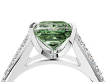 White gold Fancy Green Princess Cut Cut Diamond Channel Set Pave Band with Tension Prong Setting_4