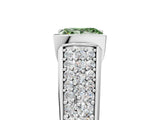 White gold Fancy Green Princess Cut Cut Diamond Channel Set Pave Band with Tension Prong Setting_5