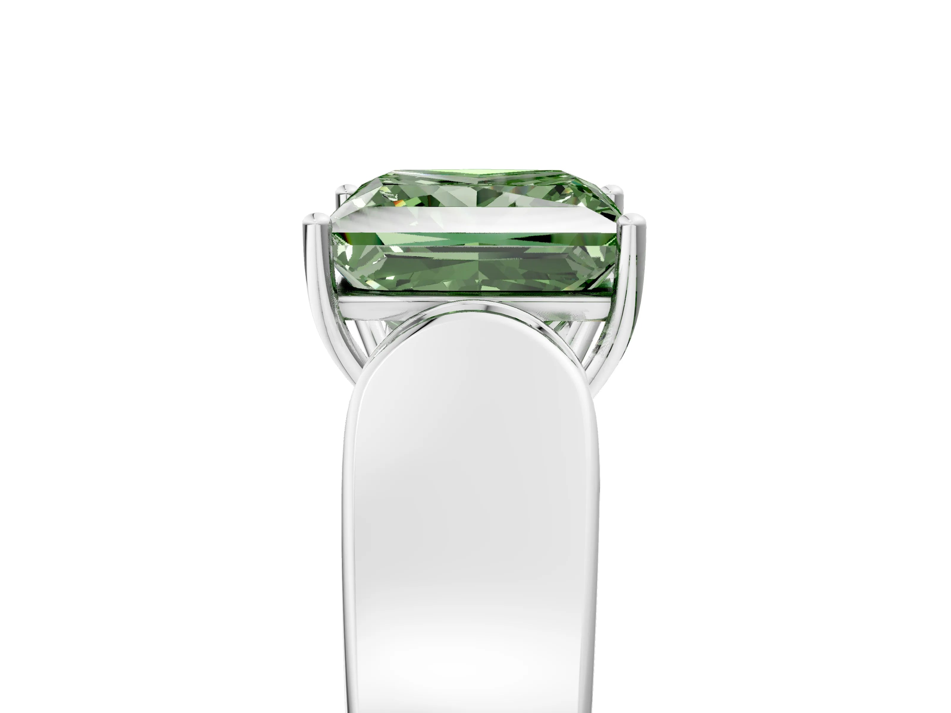 White gold Fancy Green Princess Cut Cut Diamond Channel Set Solitaire Ring with Four-Prong Setting_5