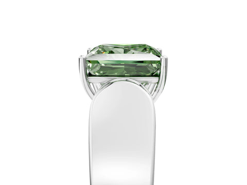 White gold Fancy Green Princess Cut Cut Diamond Channel Set Solitaire Ring with Four-Prong Setting_5