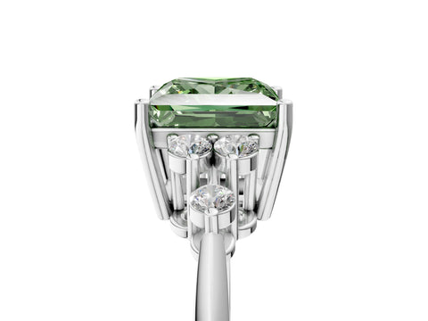 White gold Fancy Green Princess Cut Cut Diamond Cluster Ring with Solitaire Band and Four-Prong Setting_17
