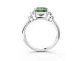 White gold Fancy Green Princess Cut Cut Diamond Cluster Ring with Solitaire Band and Four-Prong Setting_27