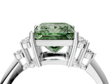 White gold Fancy Green Princess Cut Cut Diamond Cluster Ring with Solitaire Band and Four-Prong Setting_28