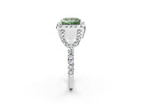 White gold Fancy Green Princess Cut Cut Diamond Halo Engagement Ring with Open Split Pavé Band_2