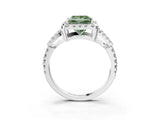 White gold Fancy Green Princess Cut Cut Diamond Halo Engagement Ring with Open Split Pavé Band_3