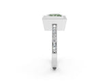 White gold Fancy Green Princess Cut-Cut Diamond Halo Engagement Ring with Pave Band and Prong Setting_2