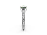 White gold Fancy Green Princess Cut Cut Diamond Milgrain Pave Band Four-Prong Setting Ring_5