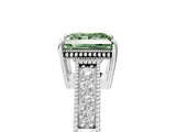 White gold Fancy Green Princess Cut Cut Diamond Milgrain Pave Band Four-Prong Setting Ring_8