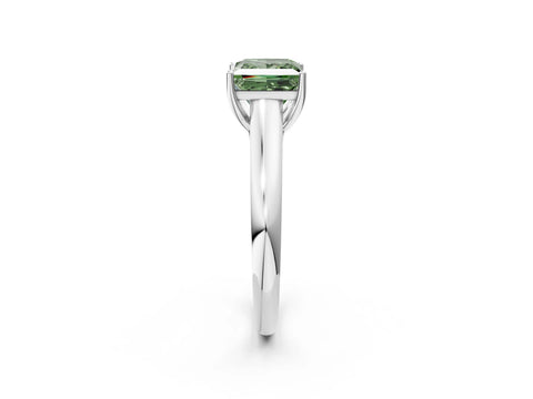 White gold Fancy Green Princess Cut Cut Diamond Solitaire Engagement Ring with Tapered Plain Band and Four-Prong Setting_14