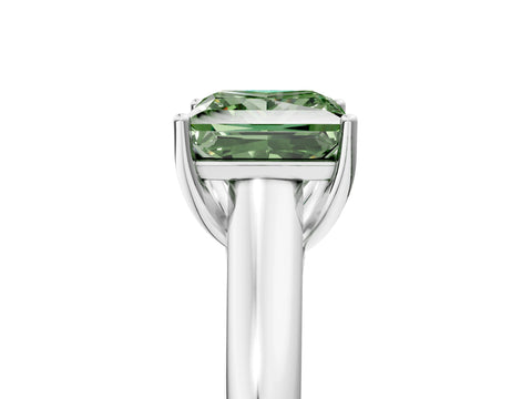 White gold Fancy Green Princess Cut Cut Diamond Solitaire Engagement Ring with Tapered Plain Band and Four-Prong Setting_17