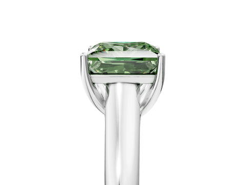 White gold Fancy Green Princess Cut Cut Diamond Solitaire Engagement Ring with Tapered Plain Band and Four-Prong Setting_5