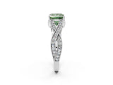 White gold Fancy Green Princess Cut Cut Diamond Twisted Band with Milgrain Pave Setting and Four-Prong Setting_2