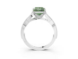 White gold Fancy Green Princess Cut Cut Diamond Twisted Band with Milgrain Pave Setting and Four-Prong Setting_3